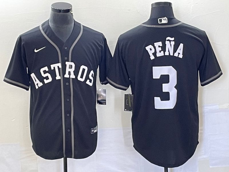 Men 2025 Houston Astros #3 Pena Black Nike MLB Jersey style 61